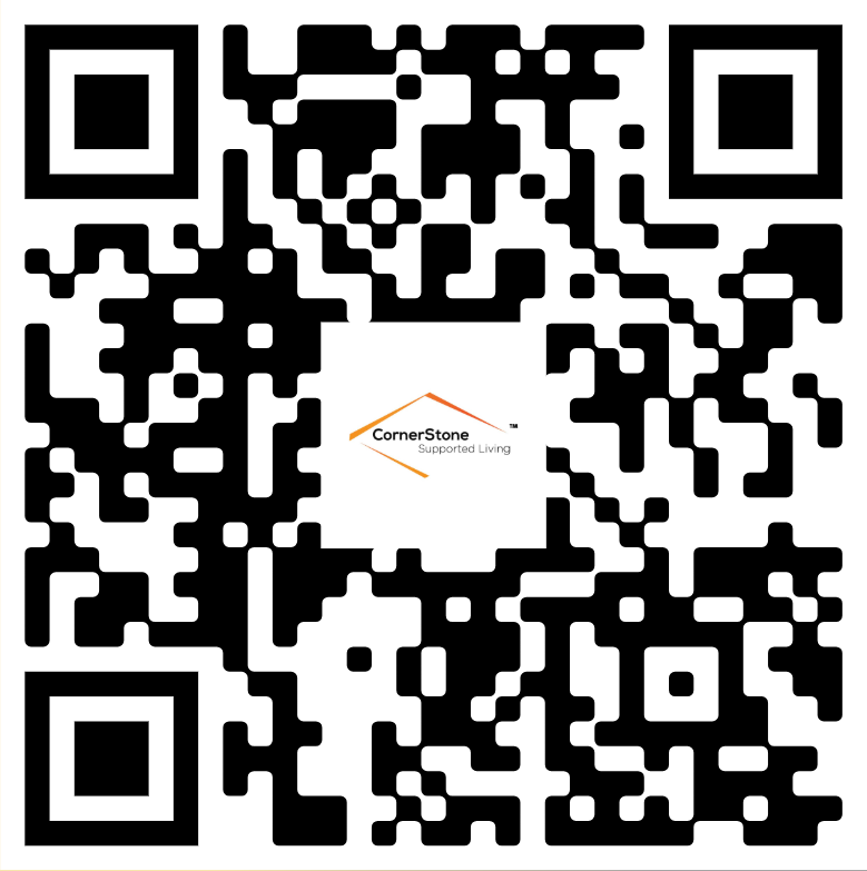 CornerStone Supported Living employee time clock QR code